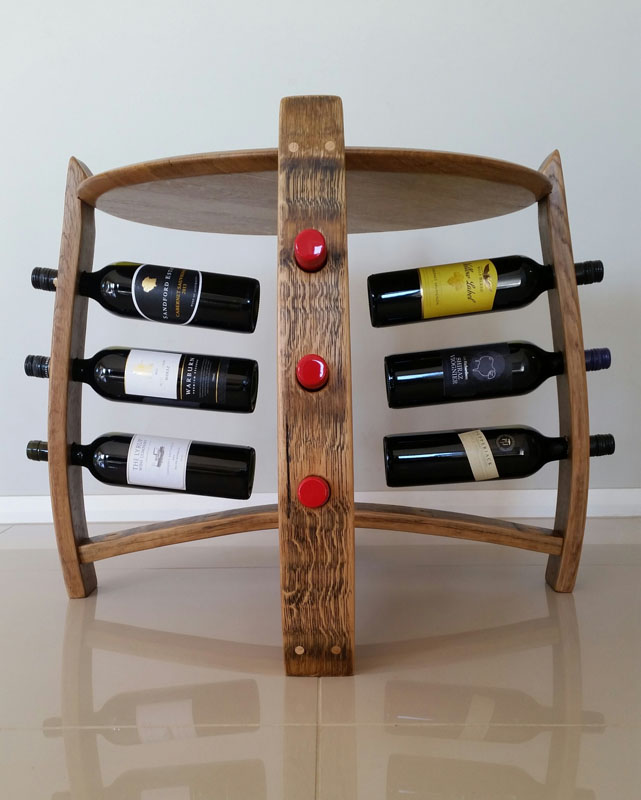 deconstructed side table wine rack